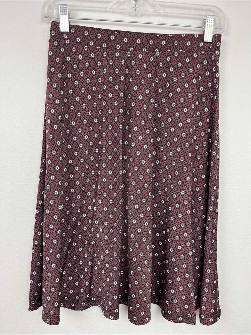 Gilli Skirt Women's Small Maroon Geometric Pull On Knee Length Stretch A Line